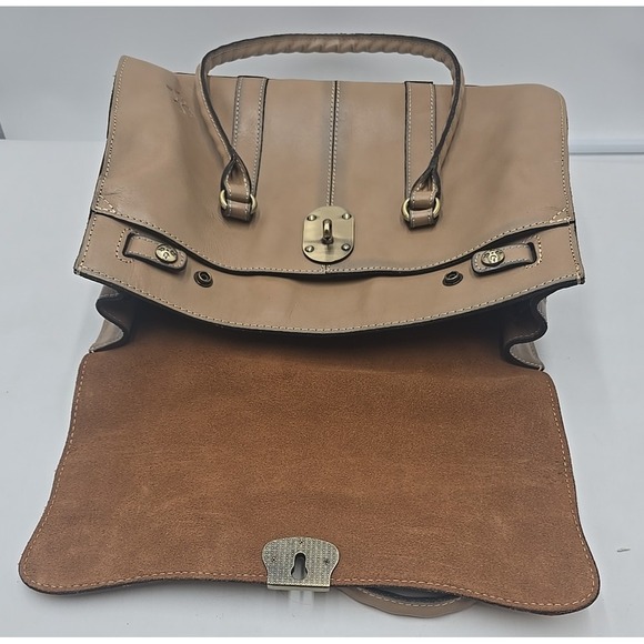 Patricia Nash Vienna Suede Satchel‎ Italian Leather Heritage Biscuit Hand Bag - Picture 5 of 15
